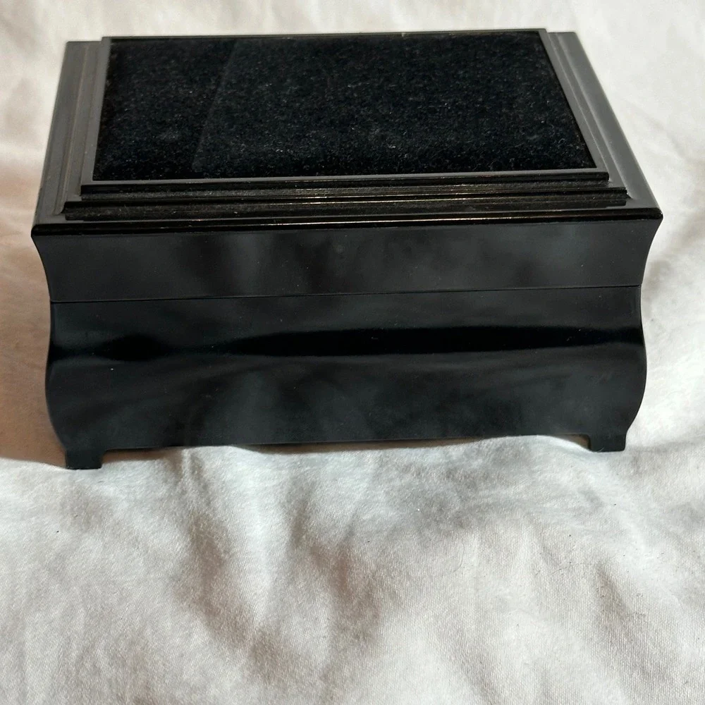 Jewelry Box Black Excellent Mirror Ring Roll Velvet Top Vanity Minimalist Travel
